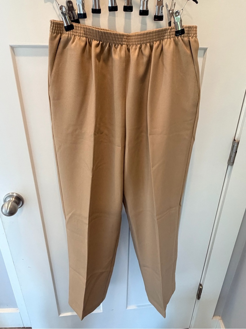 NWT Alfred Dunner Petite Pants Womens 12P Tan Pull On Classics